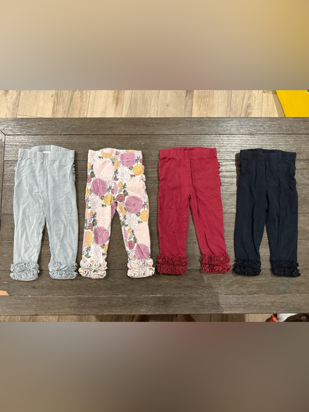 Ruffle Butts Pink Floral, Red, Gray & Navy Ruffle Hem Leggings Set